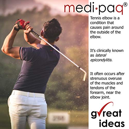 Medipaq - Broches de soporte para Epicondilitis del codo de Tenista o Golfista - Aplica compresión a los tendones dañados para alivio del dolor y protección