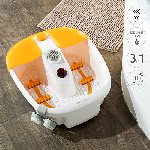 Medisana FS 883 Pediluvio con masaje de zonas reflejas de los pies, baño de pies eléctrico, función de calentamiento de agua, masaje de vibración, baño de pies con masaje y calefacción