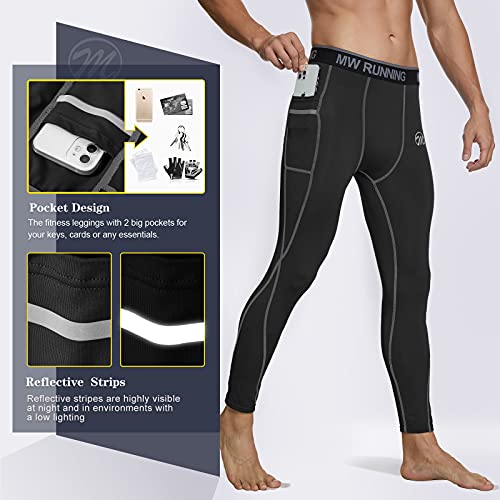 MEETWEE Mallas deportivas para hombre con 2 bolsillos laterales de compresión, para correr, fitness