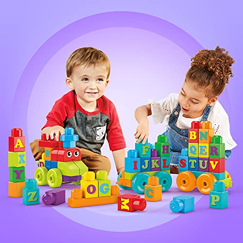 MEGA Bloks Tren de Aprendizaje ABC, jueguete de construcción para bebé +1 año (Mattel DXH35)