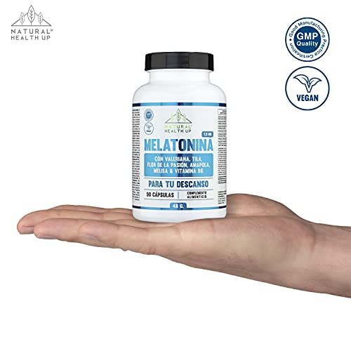 Melatonina 1,9 mg para ayudar al descanso – Melatonina con pasiflora, valeriana, tila, amapola californiana y vitamina B6 para mejorar la calidad del sueño – 90 cápsulas vegetales –100% vegano