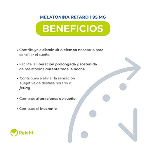 Melatonina Retard Pura 1,95 mg – 60 Microtabletas | Relafit – Laboratorios MS | Suministro para 2 meses | Efecto Liberación Prolongada | Ayuda con el insomnio o trastornos del sueño | Vegano