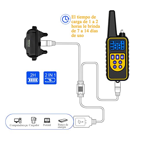 Meloive Collar de Adiestramiento Dos Perros, Recargable y Resistencia al Agua de IP67 con un Alcance de 800m con 99 Niveles de Modo de Vibración, Advertencia de Sonido, Luz.