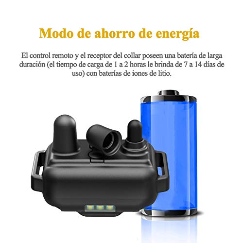 Meloive Collar de Adiestramiento Dos Perros, Recargable y Resistencia al Agua de IP67 con un Alcance de 800m con 99 Niveles de Modo de Vibración, Advertencia de Sonido, Luz.