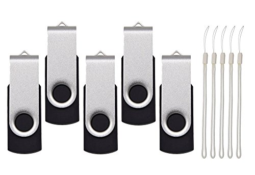 Memorias USB 2GB 5 Piezas Pendrives, Kepmem Plata Pen Drive 2 GB Flash Drives 2.0, Rotación Memoria Externo Stick 2 Giga Buena Pen-drive Portátil Almacenamiento de Datos con Cuerda para Pasar Ficheros