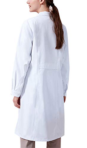 Memoryee Bata de Laboratorio Profesional Mujer Blusa Blanca Ropa de Trabajo y Uniformes Estudiantes Comida Enfermera Médica Médico/Delgado/S