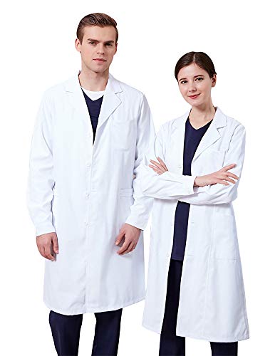 Memoryee Bata de Laboratorio Profesional Mujer Blusa Blanca Ropa de Trabajo y Uniformes Estudiantes Comida Enfermera Médica Médico/Delgado/S