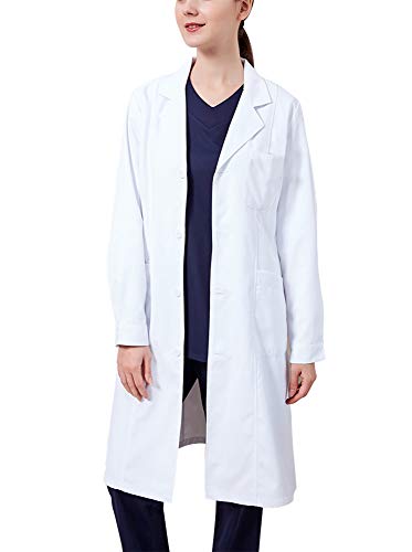 Memoryee Bata de Laboratorio Profesional Mujer Blusa Blanca Ropa de Trabajo y Uniformes Estudiantes Comida Enfermera Médica Médico/Delgado/S