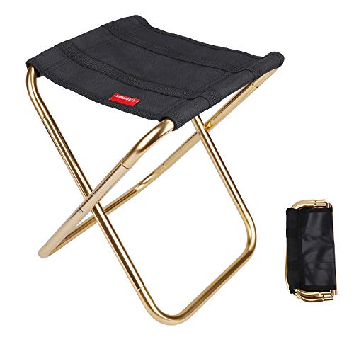 MengH-SHOP Taburete Plegable Portátil Mini Silla Portátil de Aluminio Silla Plegable Pequeña al Aire Libre para Camping Pesca Senderismo Negro