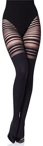 Merry Style Medias Pantys con Estampado Lencería Mujer MS 252 (Negro, M)