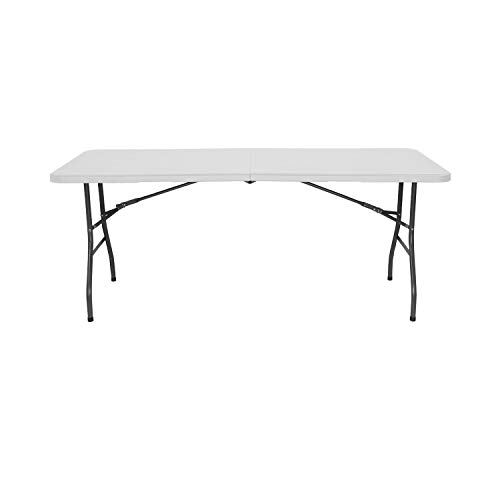 Mesa Catering Plegable Portátil Rectangular Blanca de 240 cm | GH91 | Mesa Multiusos: Camping, Eventos en Espacios Exteriores o Interiores | Mesa Resina y Patas Acero | 6-8 Personas y Carga de 150kg