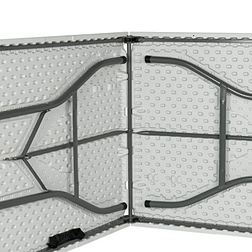 Mesa Catering Plegable Portátil Rectangular Blanca de 240 cm | GH91 | Mesa Multiusos: Camping, Eventos en Espacios Exteriores o Interiores | Mesa Resina y Patas Acero | 6-8 Personas y Carga de 150kg