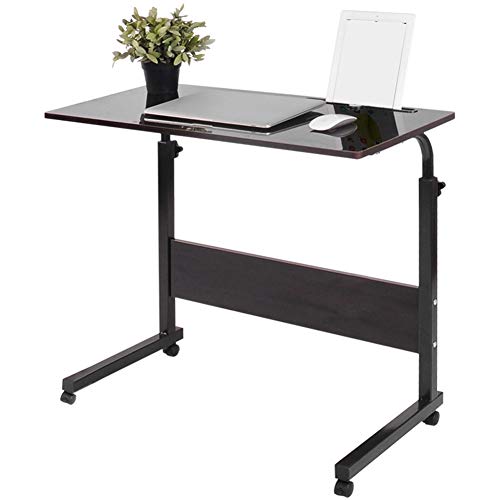 Mesa de Ordenador Portátil Escritorio Ordenador Computador Mesa Auxiliar con Ruedas y Ranura para Ipades y Teléfono, para Cama o Sofá, Altura Regulable 71.5-91cm (Negro)