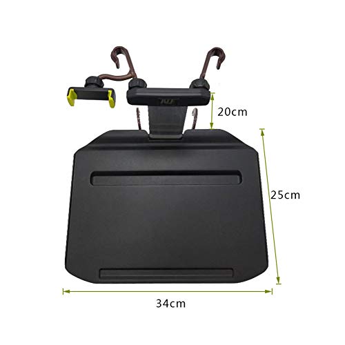 Mesa para ordenador de coche, Escritorio para computadora, Bandeja de comedor para volante y asiento trasero con 2 cajones ocultos retráctiles, estante para comer estudiar alimento bebidas viaje Negro