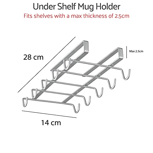 Metaltex Shelf Mug Holder, Polytherm Coated, Silver, SpiderMug