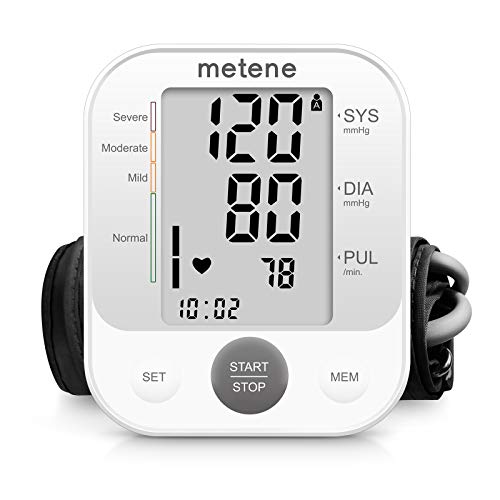 Metene TensióMetro de Brazo,Digital Monitor de PresióN Arterial Automatico Superior de Brazo，Pantalla Grande con Memoria de 240 Conjuntos, TransmisióN de Voz y BateríAs Incluidas