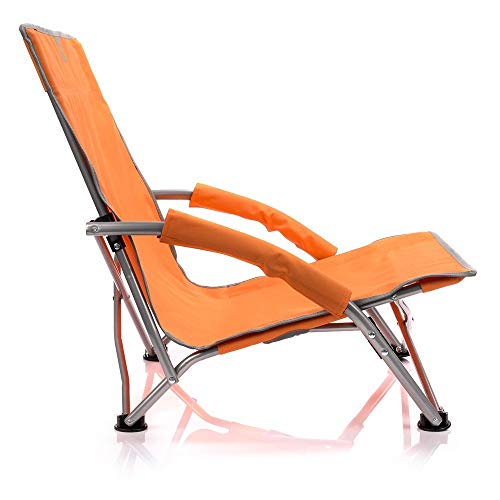 meteor Sillón Plegable - Tumbona para Jardin Camping Terraza - Silla Playa Jardín Al Aire Libre - Colores Diferentes (55 x 66 x 51 cm, Naranja)