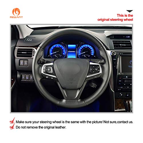 MEWANT Funda de volante de piel sintética para Toyota Camry 2015-2017/Avalon201-2018/Avensis 2015-2019/Verso 2016-2018/Harrier 2013-2020/Previa (Estima) 2016-2020/Noah (Voxy) /Premio