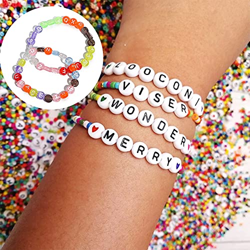 milaosk 700 Piezas Cuentas del Alfabeto Redondo Acrílico Abalorios Letras de Colores para DIY Collar de la Pulsera para los Juguetes Hechos a Mano de los niños (7*4 mm)