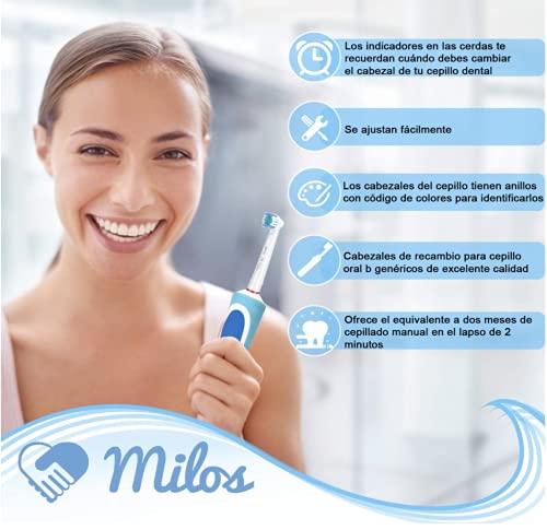 ﻿﻿Milos Recambios Cepillos Oral B - Cabezales de Repuesto para Cepillo de Dientes Eléctrico, Pack de 16 - Limpieza Profunda de los Dientes de los Niños