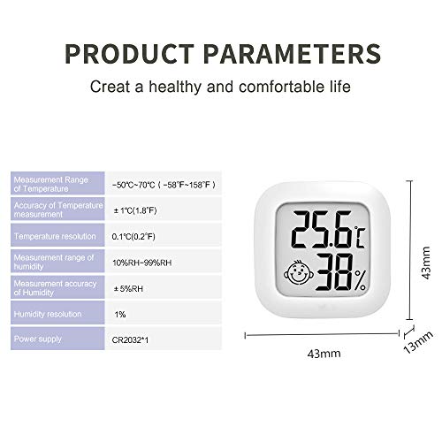 Mini Termómetro Higrómetro Digital, Medidor de Temperatura para Medición de Temperatura y Humedad del Casa Ambiente