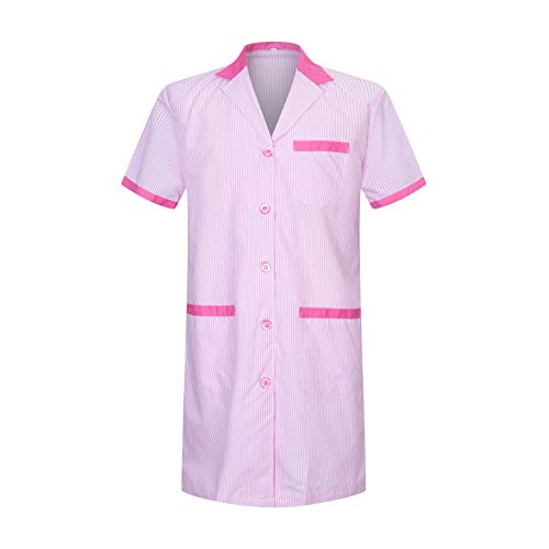 MISEMIYA Batas Laboratorios Túnica de enfermería Uniformes Sanitarios, Rosa (Fucsia 9), ((Tamaño:L) para Mujer