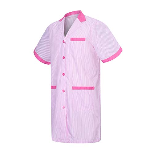 MISEMIYA Batas Laboratorios Túnica de enfermería Uniformes Sanitarios, Rosa (Fucsia 9), ((Tamaño:L) para Mujer