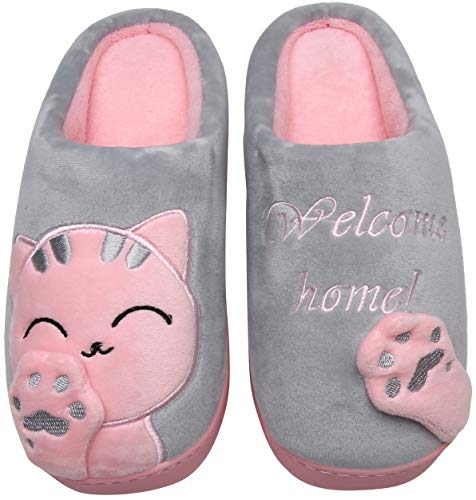 Mishansha Hombre Mujer Zapatillas de Casa para Invierno Otoño, con Forro de Felpa y Suela Dura, Cómodas/Blanditas/Mulliditas y Calentitas(048 Gris, 37/38 EU - Tamaño del Fabricante: 38/39 CN)