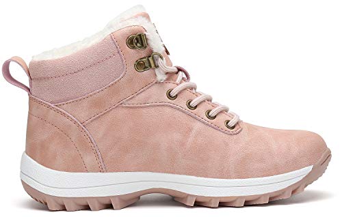 Mishansha Mujer Botas de Nieve Mujer Botines Zapatos Senderismo Impermeables Deportes Trekking Zapatos Impermeable Botas de Invierno Fur Forro Aire Libre Boots Rosa 37 EU