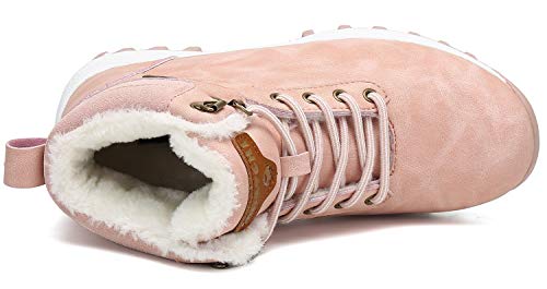 Mishansha Mujer Botas de Nieve Mujer Botines Zapatos Senderismo Impermeables Deportes Trekking Zapatos Impermeable Botas de Invierno Fur Forro Aire Libre Boots Rosa 37 EU