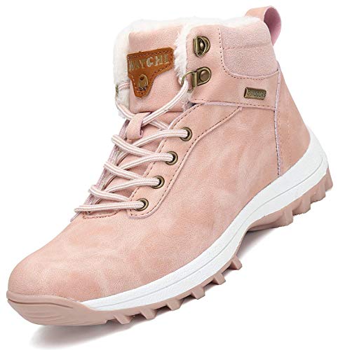 Mishansha Mujer Botas de Nieve Mujer Botines Zapatos Senderismo Impermeables Deportes Trekking Zapatos Impermeable Botas de Invierno Fur Forro Aire Libre Boots Rosa 37 EU