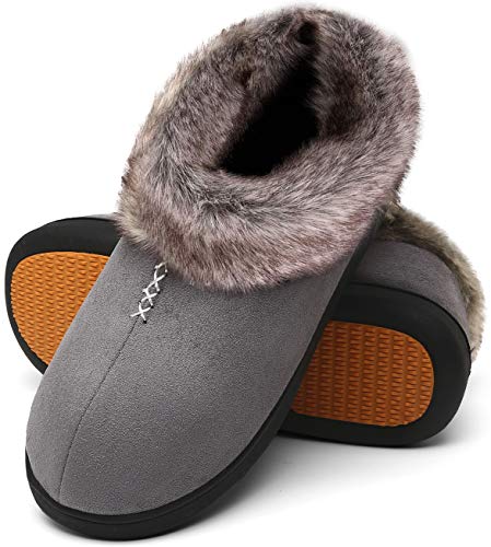 Mishansha Pantuflas Mujer Zapatillas de Estar por Casa Mujer Invierno Antideslizantes CáLido Cómodas Zapatillas Casa Gris Gr.39