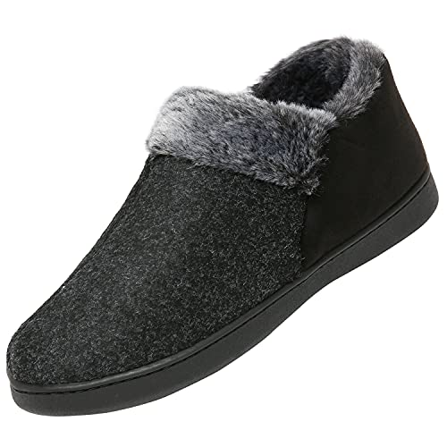 Mishansha Pantuflas Mujeres Invierno Antideslizantes Cálido y Confortable Zapatillas Estar por Casa Hombres Zapatillas con Forro de Felpa, Unisexo Negro 39