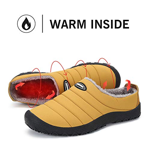 Mishansha Zapatillas de Estar por Casa Mujer Hombre Zapatos de Casa Invierno con Forro de Piel - Cálidas y Cómodas - con Suela Antideslizante para Exterior e Interior, Amarillo 42