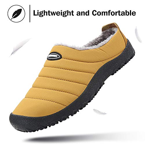 Mishansha Zapatillas de Estar por Casa Mujer Hombre Zapatos de Casa Invierno con Forro de Piel - Cálidas y Cómodas - con Suela Antideslizante para Exterior e Interior, Amarillo 42