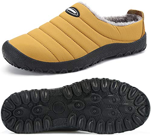 Mishansha Zapatillas de Estar por Casa Mujer Hombre Zapatos de Casa Invierno con Forro de Piel - Cálidas y Cómodas - con Suela Antideslizante para Exterior e Interior, Amarillo 42