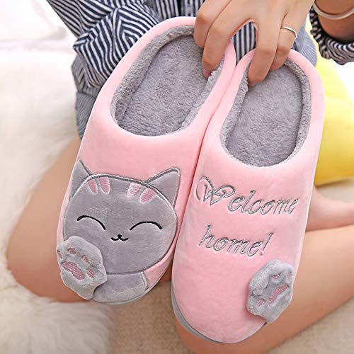 Mishansha Zapatillas Invierno Mujer Casa Zapatos Antideslizante Caliente Pantuflas Casa Cómodas Suave Slippers Suela de Goma Rosa Gr 35/36 EU (Tamaño del Fabricante 36/37EU)