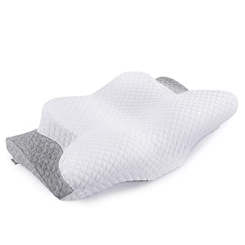 Misiki Almohada Viscoelastica, Almohada Cervical para Relajarse de Dolor del Cuello y Hombro, Almohadas Ortopedica para Durmiente Lateral, Almohada de Diseño Ergonómico para Durmiente Trasero