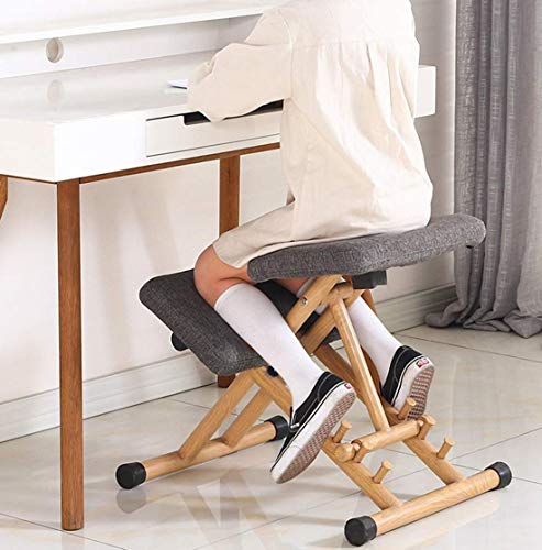 Mixbeek Silla Variable Silla Ergonómica De Rodillas, Asiento Móvil Respaldo Asiento Abatible Oficina con Dolor De Espalda Ortopédico Taburete Sentado Altamente Ajustable con Agarre,Gris