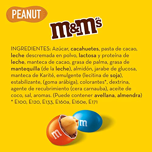 M&Ms Peanuts Snack en Bolitas de Colores de Cacahuete y Chocolate con Leche (24 Bolsitas x 45g)