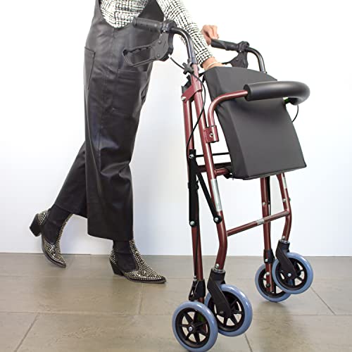 Mobiclinic, Andador con cojín viscoelástico, Escorial Plus, Frenos manuales, Aluminio, Plegable, Cesta, Asiento, Cojín para sillas y andadores, Andador para ancianos, Ligero, 4 ruedas, Burdeos