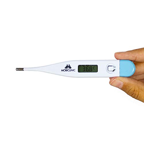 Mobiclinic, TH-02, Termómetro digital, Marca Española, Rígido, Alta precisión, Ligero, Fácil de transportar, Marcado CE, Termómetro digital, Medición de temperatura vía oral, Rectal y axilar