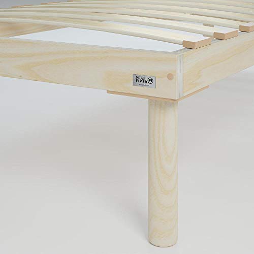 MOBILI FIVER, Somier Cama Matrimonio francés 140x190cm con Listones de Madera, Altura Total 26 cm, Contrachapado de Abedul, Made in Italy