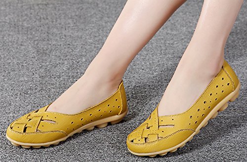 Mocasines para Mujer Ligero Loafers Casual Zapatillas Verano Zapatos del Barco Zapatos para Mujer Zapatos de Conducción Amarillo 38EU=39CN