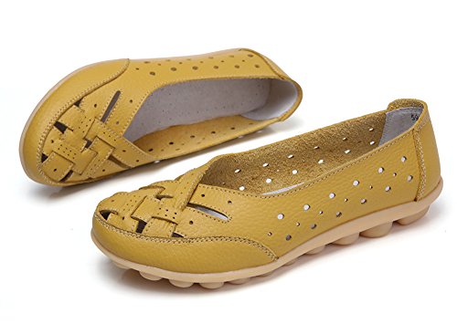 Mocasines para Mujer Ligero Loafers Casual Zapatillas Verano Zapatos del Barco Zapatos para Mujer Zapatos de Conducción Amarillo 38EU=39CN