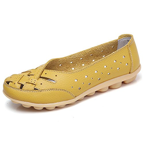 Mocasines para Mujer Ligero Loafers Casual Zapatillas Verano Zapatos del Barco Zapatos para Mujer Zapatos de Conducción Amarillo 38EU=39CN