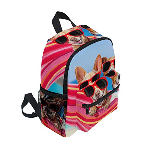 Mochila infantil para perros, hamaca, playa, palmera tropical, para niños, mochila escolar, bolsa de libro con bolsillos laterales