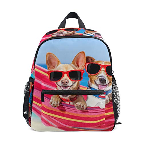 Mochila infantil para perros, hamaca, playa, palmera tropical, para niños, mochila escolar, bolsa de libro con bolsillos laterales