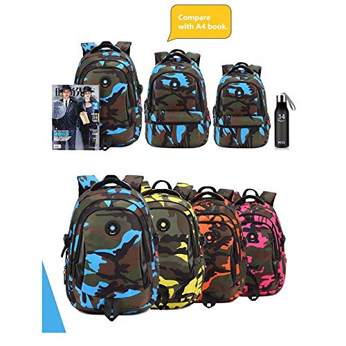 Mochila Infantil Yuan Ou Ortopedia Camuflaje Mochila Escolar para niños Mochila Niños Adolescentes Niños Niños Niñas Bolsas para computadora portátil 48 * 15 * 32 cm Naranja-L