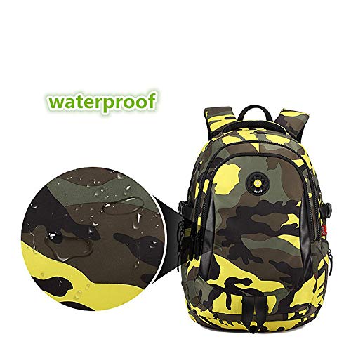 Mochila Infantil Yuan Ou Ortopedia Camuflaje Mochila Escolar para niños Mochila Niños Adolescentes Niños Niños Niñas Bolsas para computadora portátil 48 * 15 * 32 cm Naranja-L